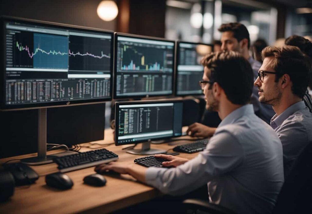 Professionals converse via computers