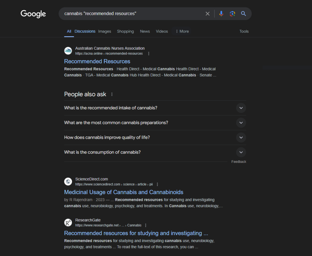 Resource Page Link Building search operator
