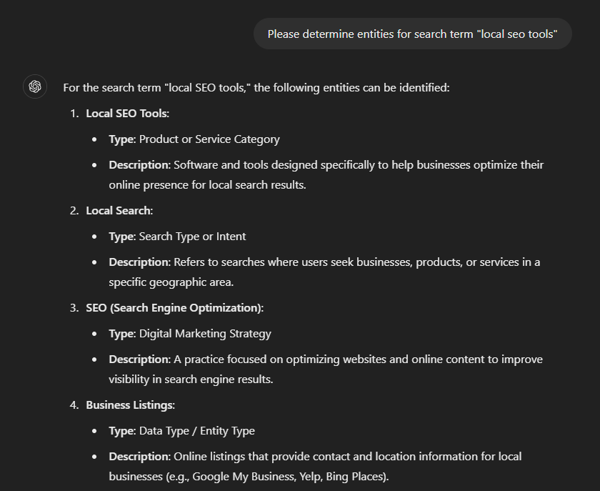 chatgpt entities