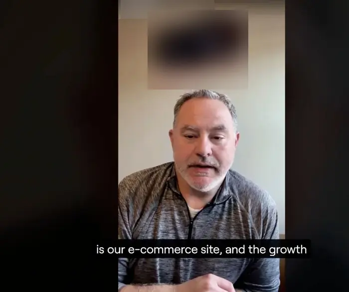 Video still of Beau giving a client testimonial