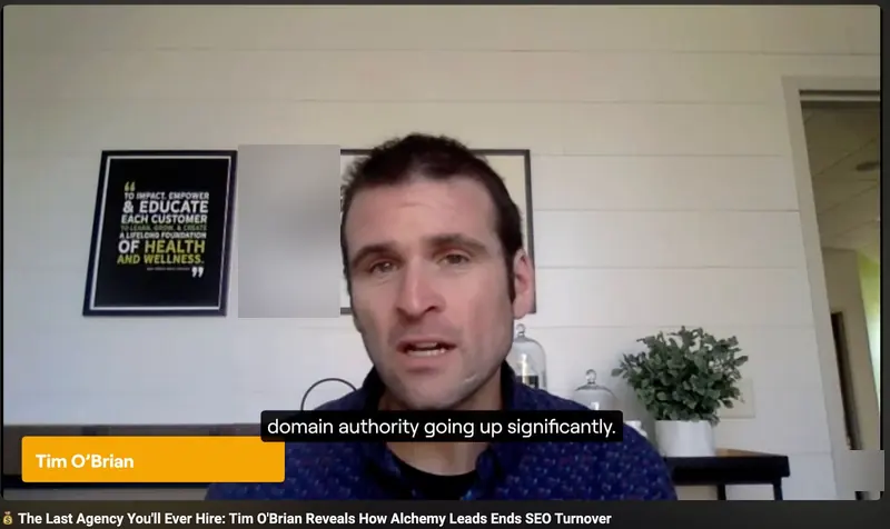 Video still of Tim giving a client testimonial