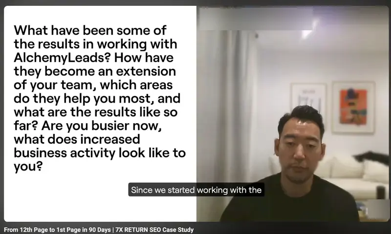 Video still of Woogene giving a client testimonial