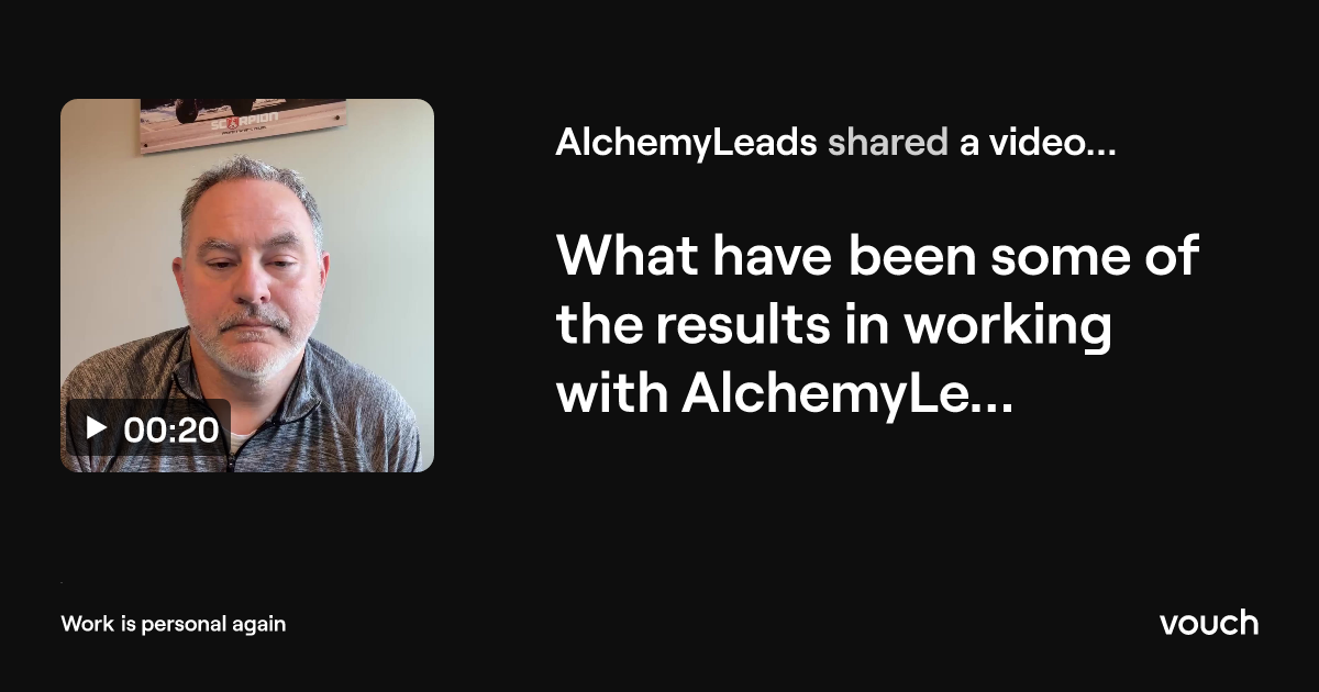 Video testimonial preview from Beau about working with AlchemyLeads
