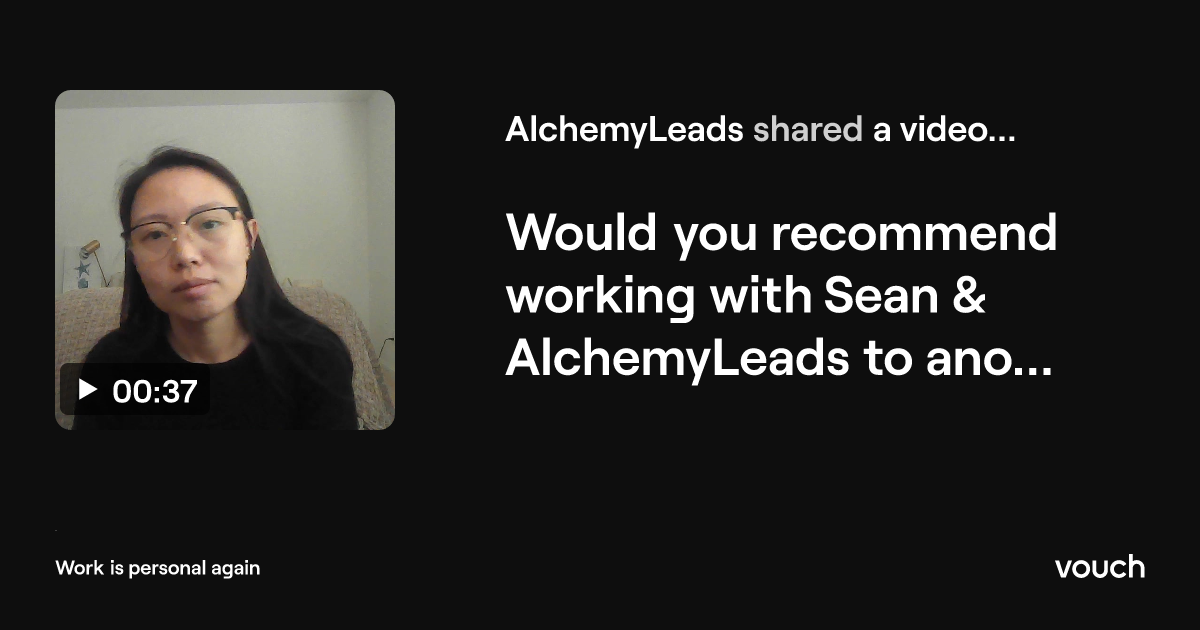 Video testimonial preview from Amy about working with AlchemyLeads