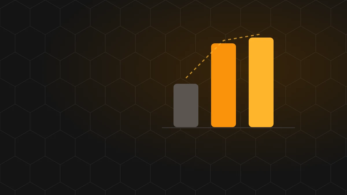 Abstract chart of three rising bars showing a health score climbing.